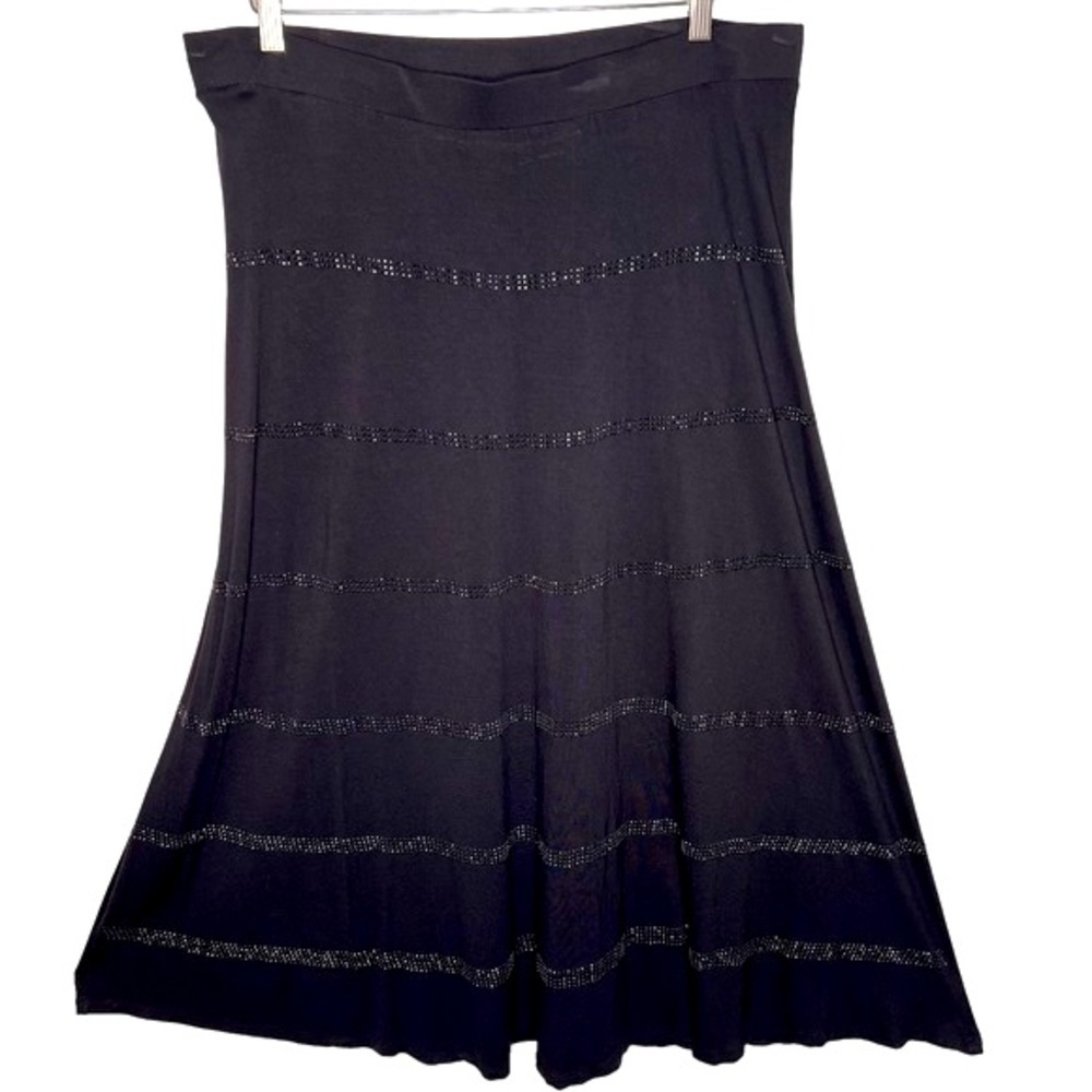 Inc International Black Crystal Embellished Maxi Skirt Size 1X Comfort Waist
